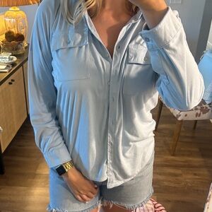 Chico's Soft Blue Button-Down Shirt